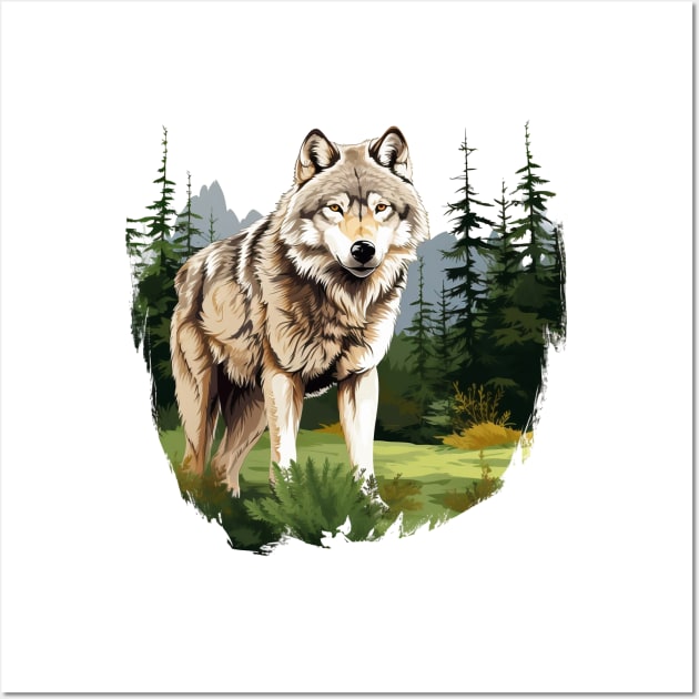 Watercolor Wolf Wall Art by zooleisurelife